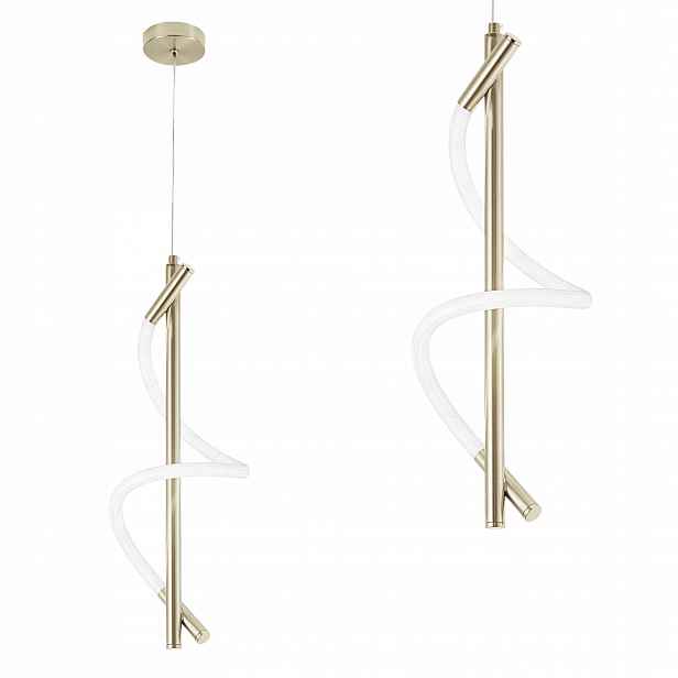 Závěsná Led lampa Podélná spirála Bílo-zlatá Moderní Elegantní obývací pokoj