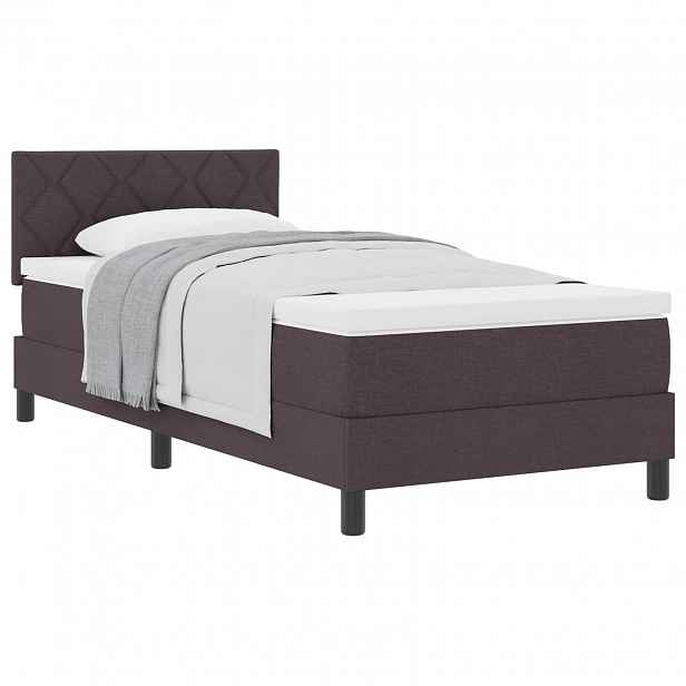 vidaXL Postel s boxspringem s čelo Tmavě hnědá 90 x 190 cm textil