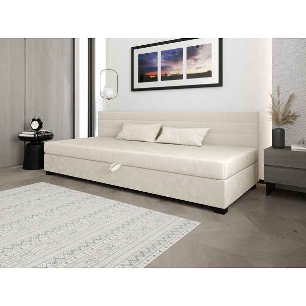 Čalouněná postel 80x195 KASANDRA BIZ 1 s úložným prostorem - ecru