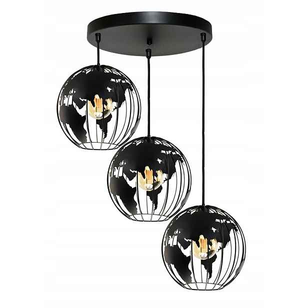 Lustr Závěsné Stropní Svítidlo Globus 3 Černá Lampy Lustry Do Obývacího Pokoje