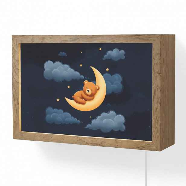 OnlyWow NÁSTĚNNÁ LAMPA Medvídek - Měsíc - Mraky - Hvězdy 30x20 cm