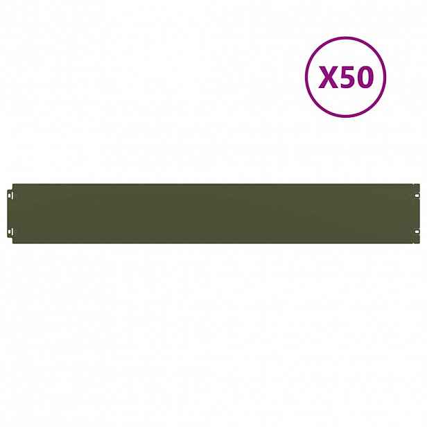 vidaXL Travní lemy 50 ks olivová 15x103 cm ocel válcovaná za studena