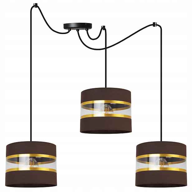 Závěsná Stropní Lampa Pavouk, Trojitý Lustr, Glamour, Hnědo-zlaté Stínidlo