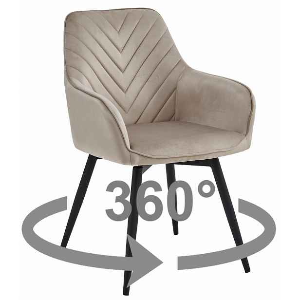 Otočné jídelní křeslo NANA360 VELVET, béžové
