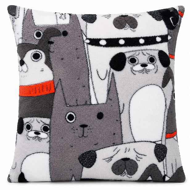 Povlak na polštář COOL PETS 40x40 cm, motiv pejskové a kočky
