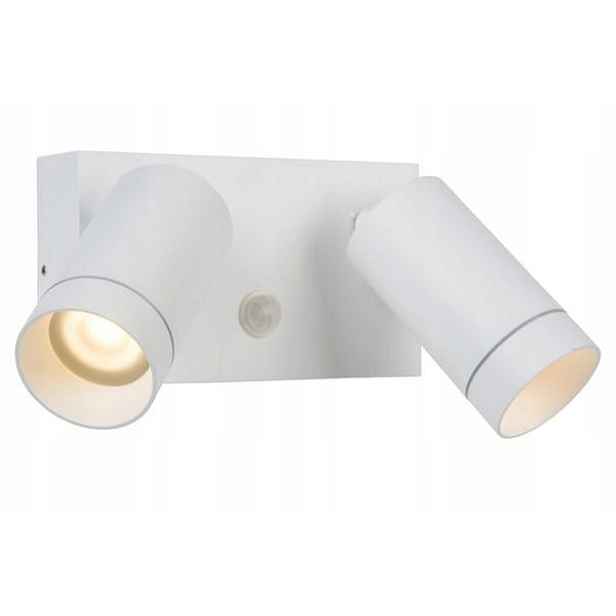 Venkovní nástěnná lampa s reflektory a senzorem, bílá, 2 body, IP44 Lucide
