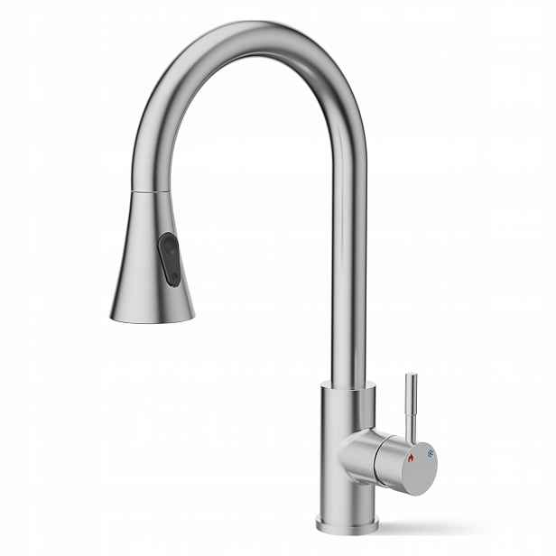Kuchyňská Baterie Inox Kartáčovaná S Vytahovací Sprškou Výška 410 MM