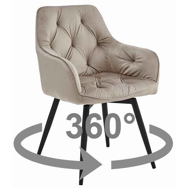 Otočné jídelní křeslo JORK360 VELVET, béžové