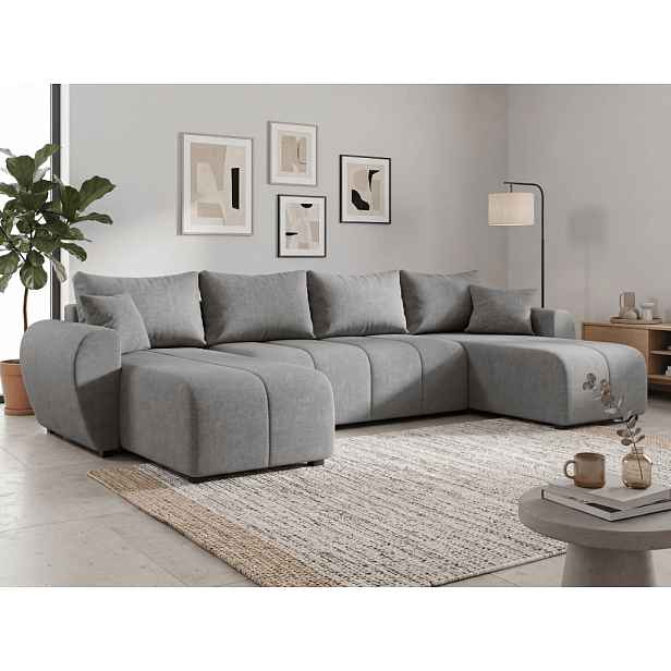 Rozkládací oboustranná sedací souprava do U SEVIO 311x145 cm, šedá + 2 polštářky ZDARMA