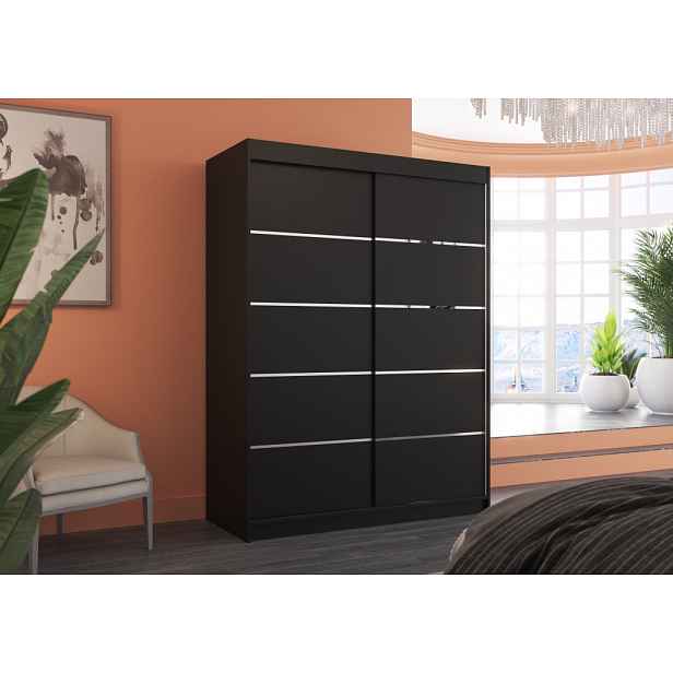 Šatní skříň s posuvnými dveřmi 150 cm FAKRIA - černá