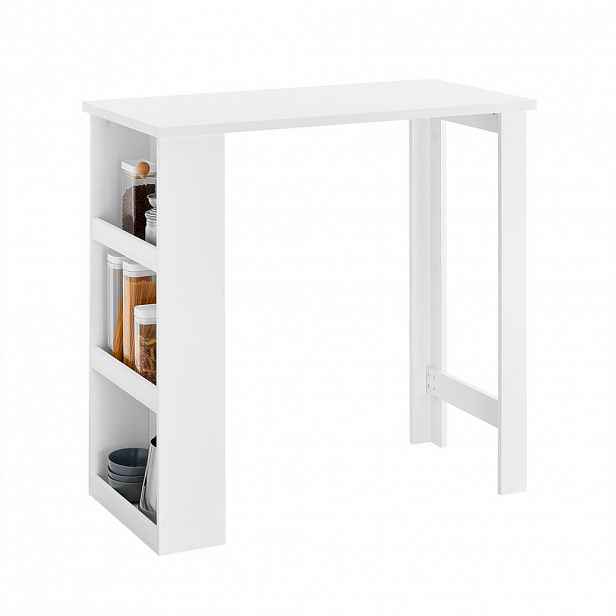 SoBuy BAROVÝ STŮL se 3 policemi Bílá 112x57x106cm Minimalistický