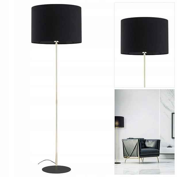 Stojací lampa Umberto zlatá, moderní design vedle pohovky Tk Lighting