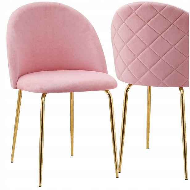 Velurové křeslo Fargo Gold Velvet růžové