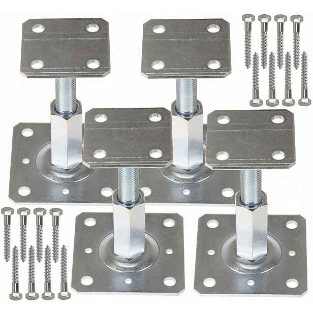 4X Podstavec Držáku Sloupku 110x80 Kotvící Kolík Vertikálně Nastavitelný 90-160 MM Pl
