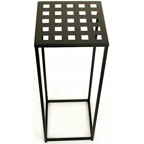 Stojanový květináč kovový ažurový Černý 60 cm 1 police 22 x 22 cm
