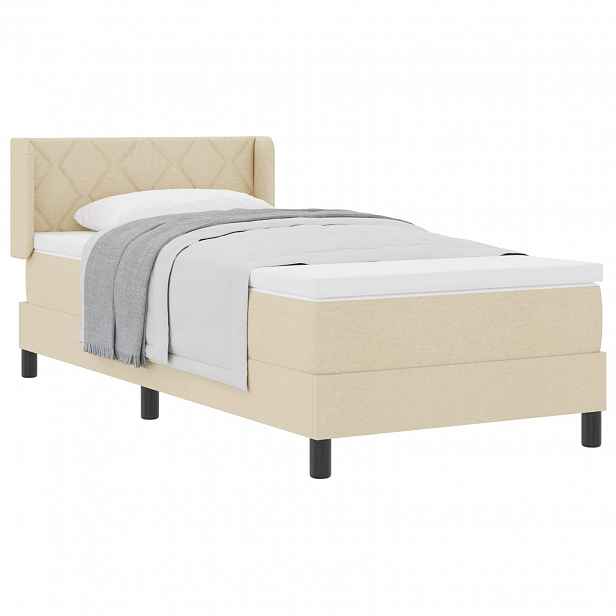 vidaXL Postel s boxspringem s polštářem Krémová 190 x 90 cm textil