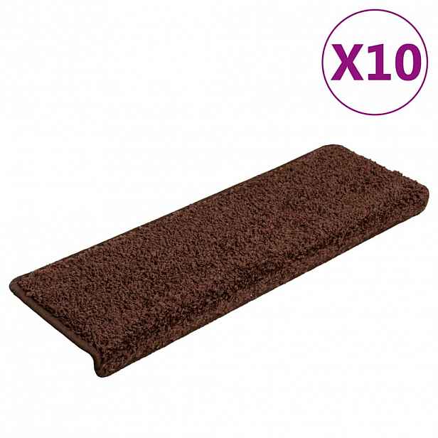 vidaXL Schodové rohože 10 ks 65 x 21 x 4 cm hnědé s obdélníkovým okrajem
