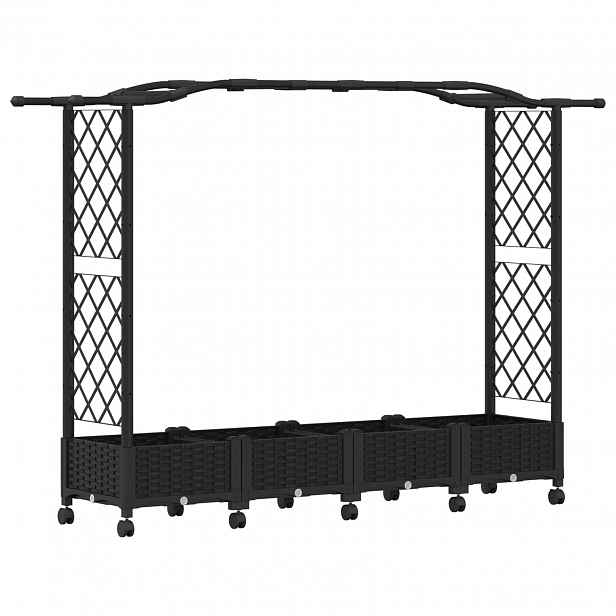 vidaXL Vyvýšený záhon s treláží a střechou Černá 207 x 40 x 129 cm PP