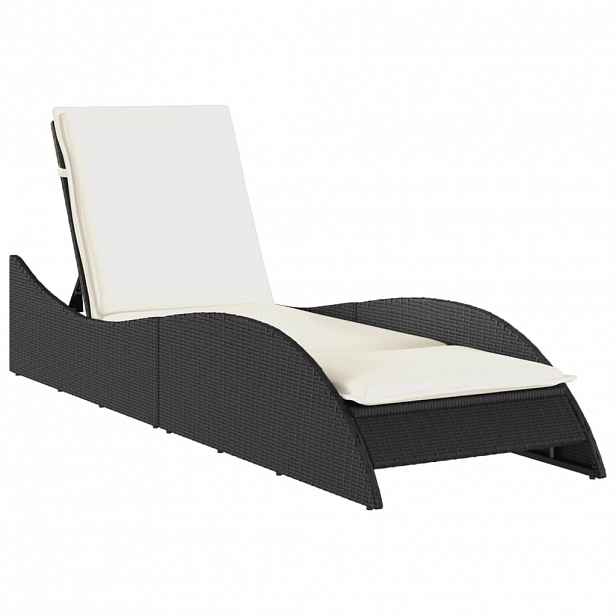 vidaXL Zahradní lehátko s poduškou černé 60 x 205 x 73 cm polyratan