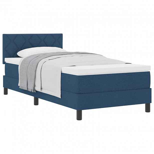 vidaXL Postel s boxspringem s čelo Modrá 90 x 190 cm textil