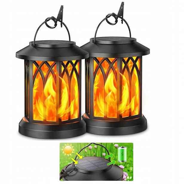 Zahradní Led solární lampa Lampion Lucerna Hřbitovní Svíčka závěsná 2Ks