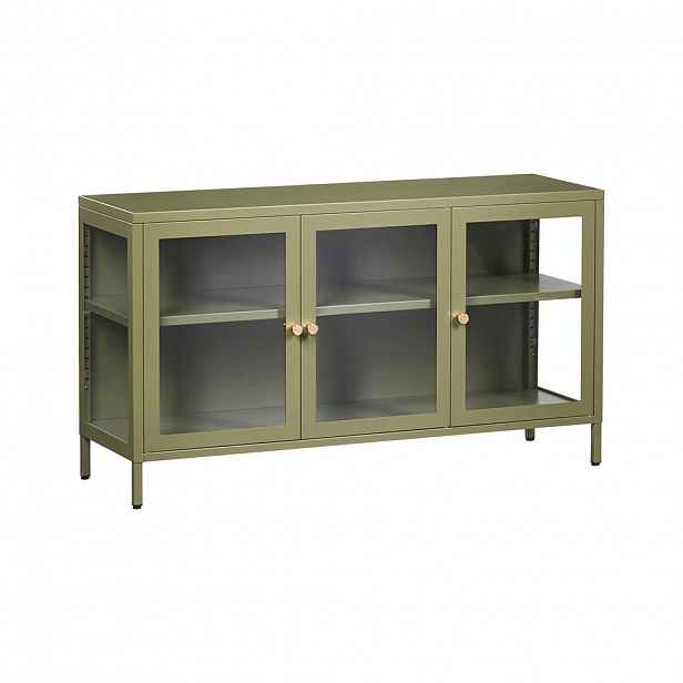 Beliani SIDEBOARD se skleněnými dveřmi Kov 115 cm Zelený Newport