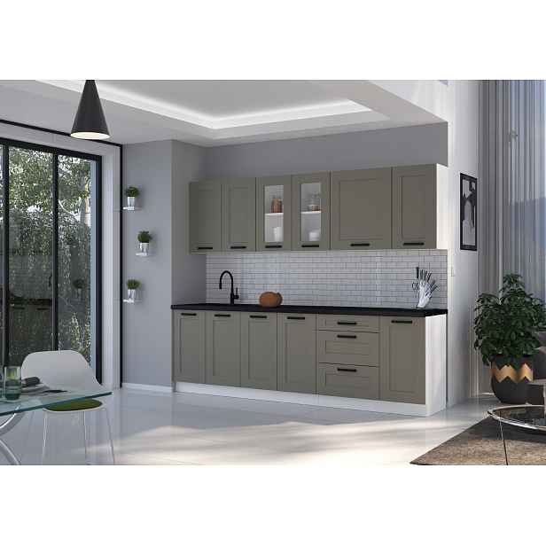 Kuchyňská linka 260 cm Luna 3 - Bílá + Clay grey