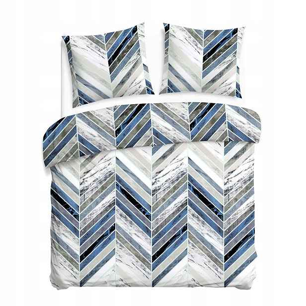 Povlečení bavlněné Cottonlove 160x200 modré, geometrický vzor jedle