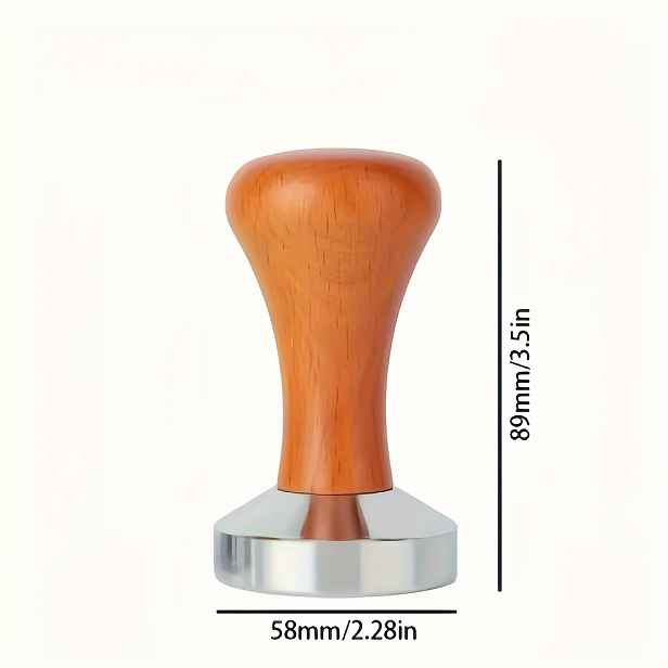 TEMU 51Mm/53Mm/58Mm Dřevěná rukojeť Nerezová ocel Písková lisovací kávová pomůcka, Nerezový pevný pískovací kladivo, Kávová mlecí kámen, Tamper