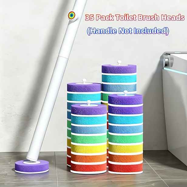 TEMU JOYBOS Nástěnná sada toaletního kartáče s montáží bez vrtání a bezdotykovým ovládáním - Hygienický bezdotykový koupelnový systém, měkký, vhodný