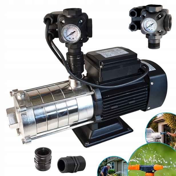 Výkonná Vícestupňová Inoxová Pumpa 1100 W 130 L/min S Moderním Příslušenstvím 3V1