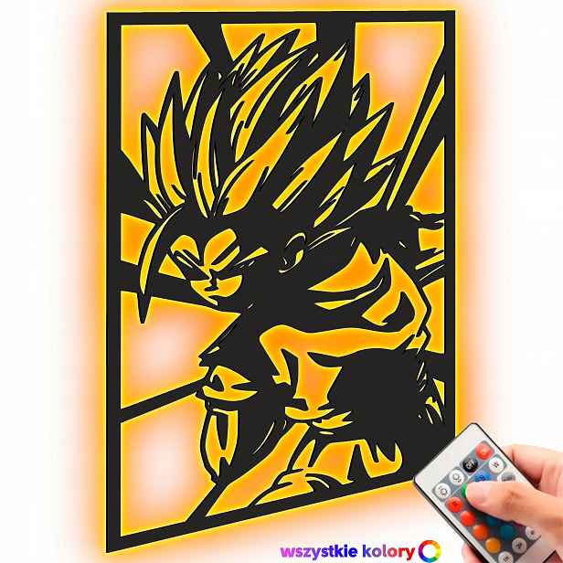 Dřevěný 3D obraz Anime Dragonball Chibi Goku Nástěnná Noční Lampa Led