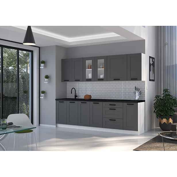 Kuchyňská linka 260 cm Luna 3 - Bílá + Dust grey