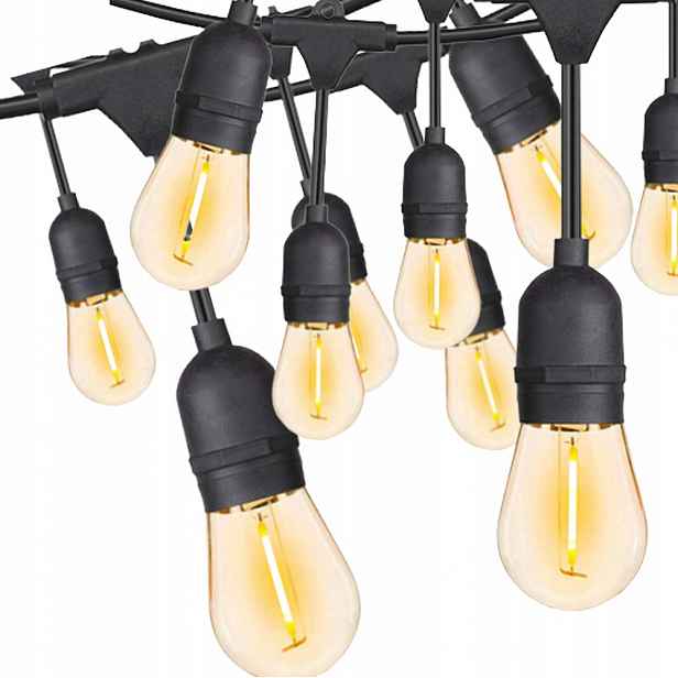 Světelný Řetěz 15m Žárovky E27 15 Led Venkovní Zahradní Světla