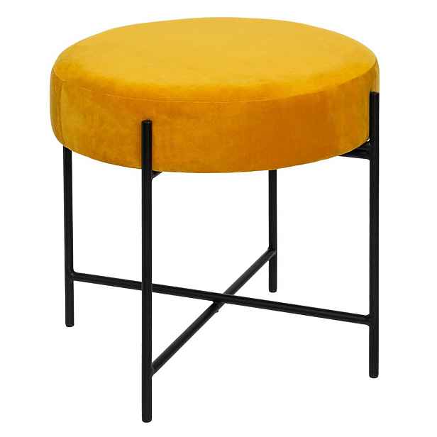 Taburet Velurová kulatá Žlutá glamour Arty průměr 47 cm