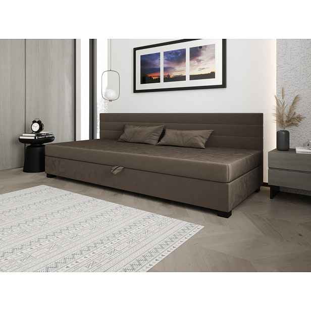 Čalouněná postel 80x195 KASANDRA BIZ 1 s úložným prostorem - tmavě hnědá