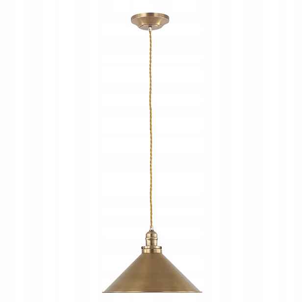 Industriální závěsná lampa stará mosaz nad jídelním stolem Elstead