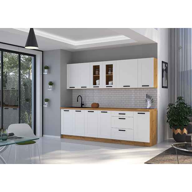 Kuchyňská linka 260 cm Luna 3 - Dub artisan + Bílá