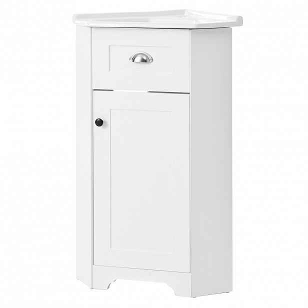 Modfu KOUPELNOVÁ skříňka z MDF 59x42x90 cm bílá s keramickým umyvadlem, kovovou úchytkou a úložným prostorem
