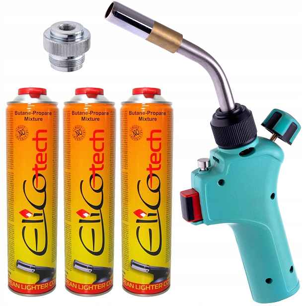 Plynový Hořák Mapp Propan Pro Pájení Turbo 3X Kartuše Láhev 600 ml Elico