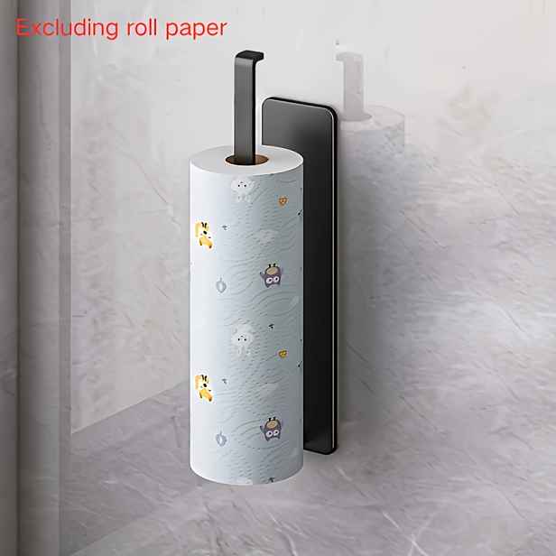 TEMU 1ks Nástěnný držák na papírové utěrky bez vrtání, Úsporný prostorově, Pohodlný a Praktický, Silný lepicí design, Stabilní nosnost, Bez poškození