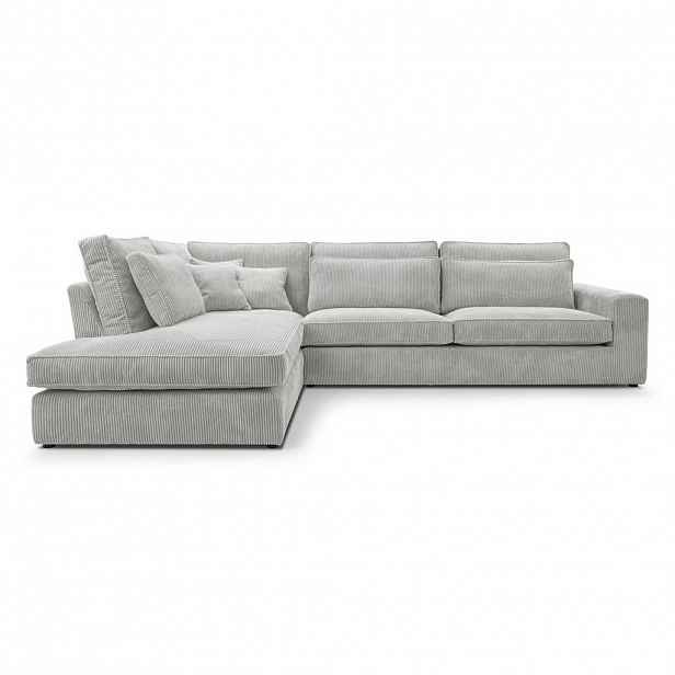Beautysofa ROHOVÁ pohovka Parma bez funkce spaní, manšestrová látka, šedobéžová, levá