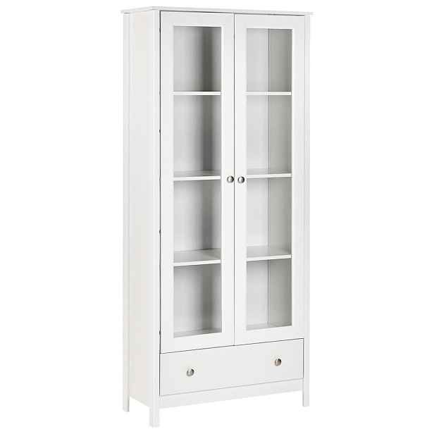 Beliani VITRÍNA se skleněnými dveřmi 80 cm Bílá Nornalup