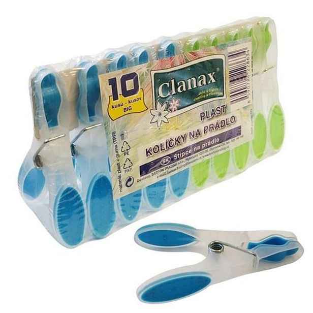 kolíčky 10ks BIG CLANAX 8,2x4,0x1,5cm, plast