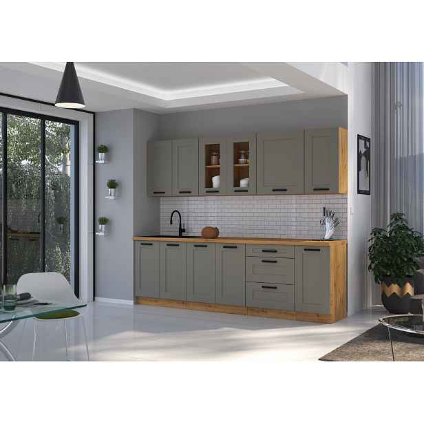 Kuchyňská linka 260 cm Luna 3 - Dub artisan + Clay grey