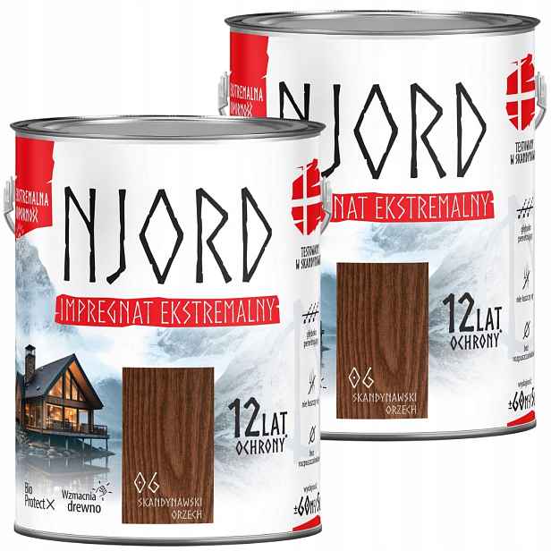 Njord Extrémní Impregnace Na Dřevo 10L Skandinávský Ořech Sada 2x5L