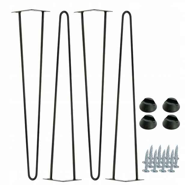 Sada 4 nožiček typu Hairpin 71 cm, 2 černé tyče s plastovými patkami