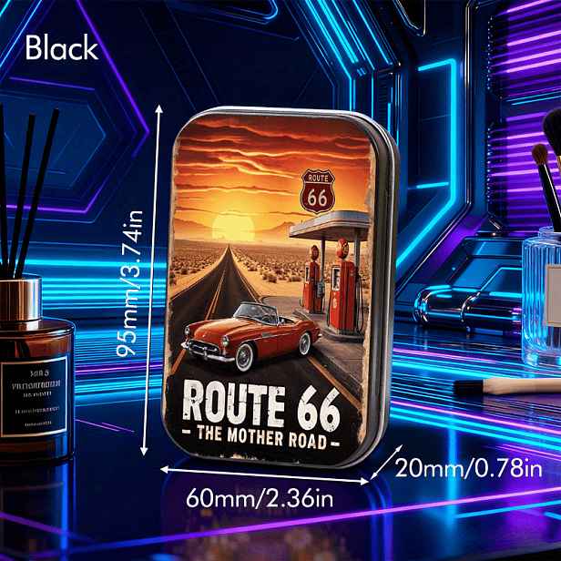 TEMU Retro Highway Téma 2D Tištěný Víceúčelový Malý Železný Box Řemeslný Úložný Box Organizér Malé Předměty Úložný Šperkovnice Cukrovinná Krabička