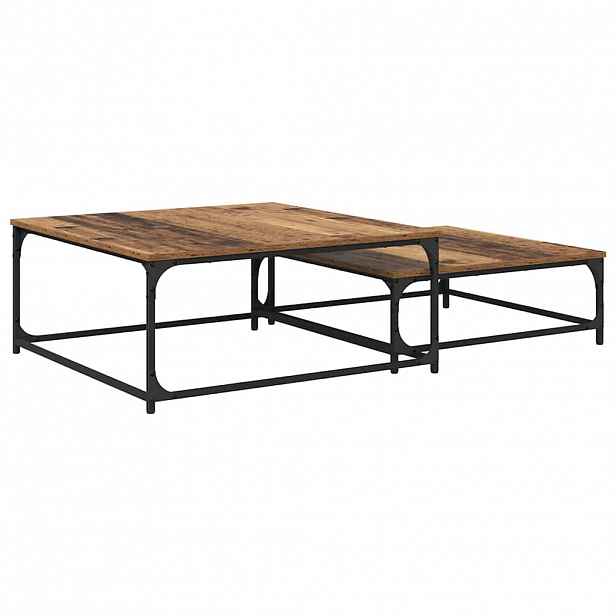 vidaXL Konferenční stolek 2 ks Staré dřevo 80 x 80 x 35 cm