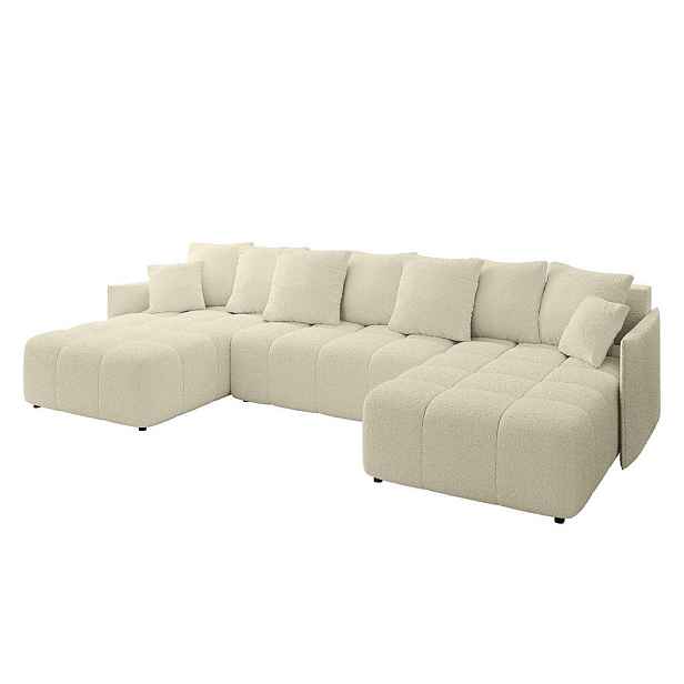 ALTDECOR SEDACÍ SOUPRAVA ve tvaru U s funkcí spaní a úložným prostorem LONLI-U 350x190x68 Béžová Buklé